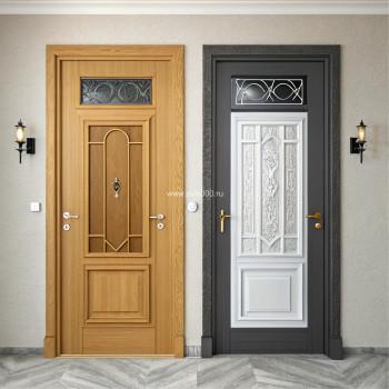 Дверь для коттеджа с усиленным замком светло-коричневая